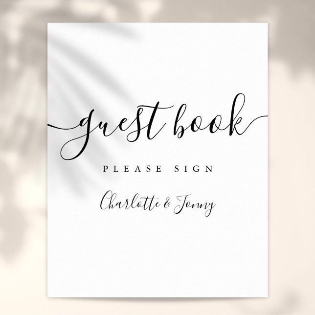 Black And White Signature Script Guest Book Sign (Black And White Signature Script Guest Book Sign)
