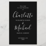Black And White Signature Script Wedding Program<br><div class="desc">Black and white signature script wedding program featuring chic modern typography,  this stylish wedding program can be personalized with your special wedding day information. Designed by Thisisnotme©</div>