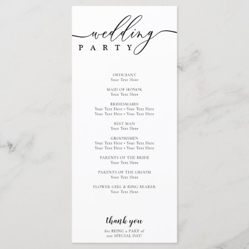 Black and White Signature Wedding Party Ceremony Program | Zazzle