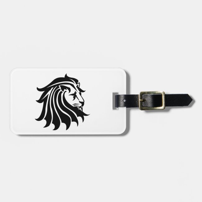 Black and White Silhouette Lion Luggage Tag