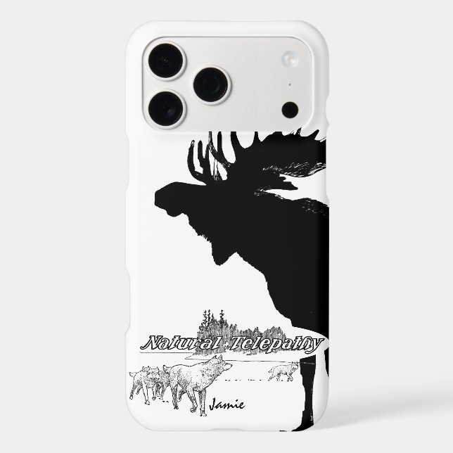 Black and White Silhouette Vintage Moose Wolf Case-Mate iPhone Case (Back)