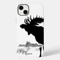 Black and White Silhouette Vintage Moose Wolf