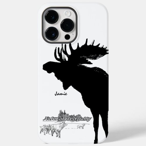 Black and White Silhouette Vintage Moose Wolf Case_Mate iPhone 14 Pro Max Case