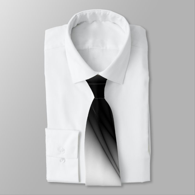 Black and White Silk Look Estuary Neck Tie (Tied)