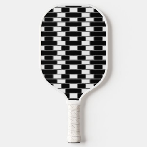 Black And White Sillitoe Tartan Checker Patterned Pickleball Paddle