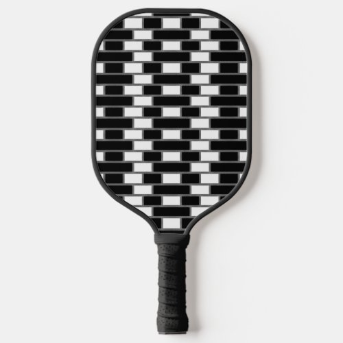 Black And White Sillitoe Tartan Checker Patterned  Pickleball Paddle