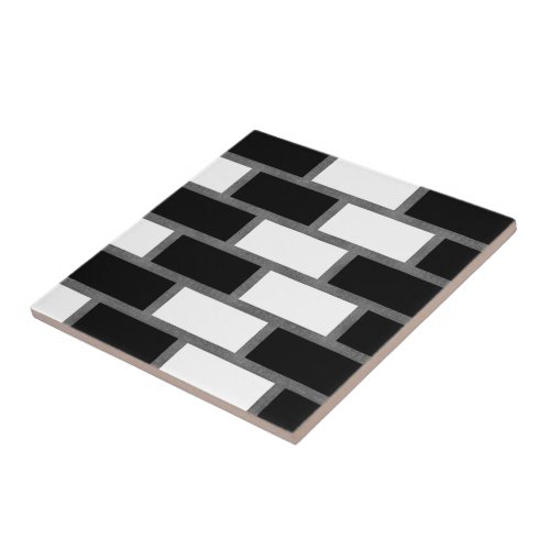 Black And White Sillitoe Tartan Checkered Pattern  Ceramic Tile