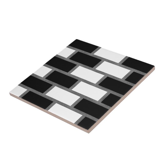 Black And White Sillitoe Tartan Checkered Pattern  Ceramic Tile (Side)