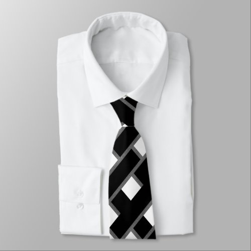Black And White Sillitoe Tartan Checkered Pattern  Neck Tie