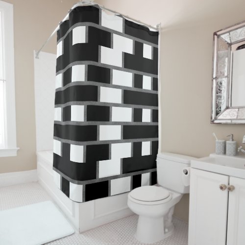 Black And White Sillitoe Tartan Checkered Pattern  Shower Curtain