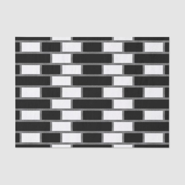 Black And White Sillitoe Tartan Checkered Pattern  Tissue Paper (Front)