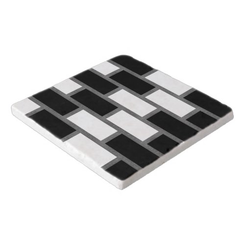 Black And White Sillitoe Tartan Checkered Pattern  Trivet