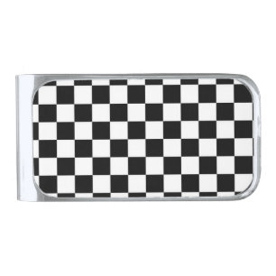 Black and white silver finish money clip