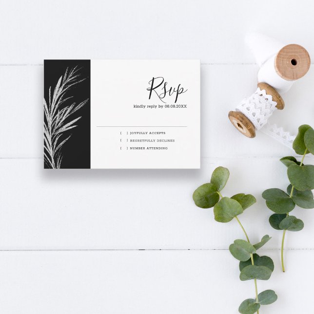 Black and White Silver RSVP Wedding Response Card (Creator Uploaded)