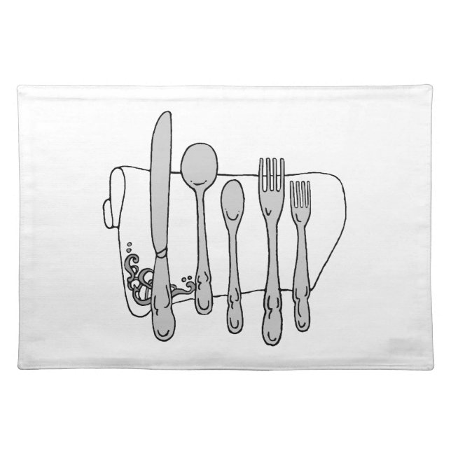 Black and White Silverware Design Placemat (Front)