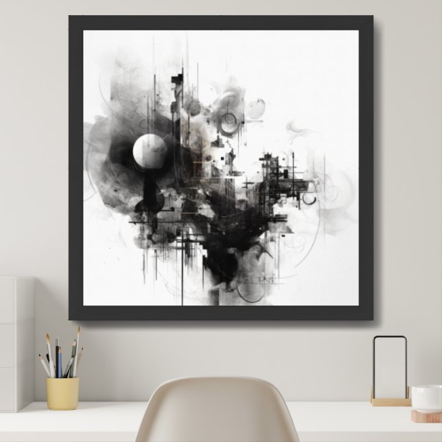  Black and White Simple Art  Framed Art (Home Office)
