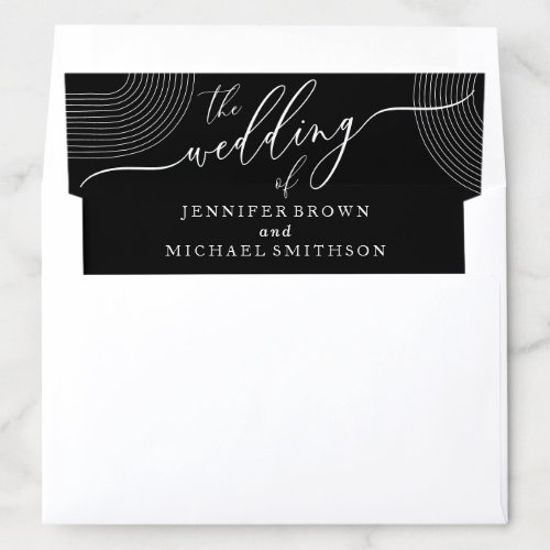 Black and White Simple Art Geometric Wedding Envelope Liner