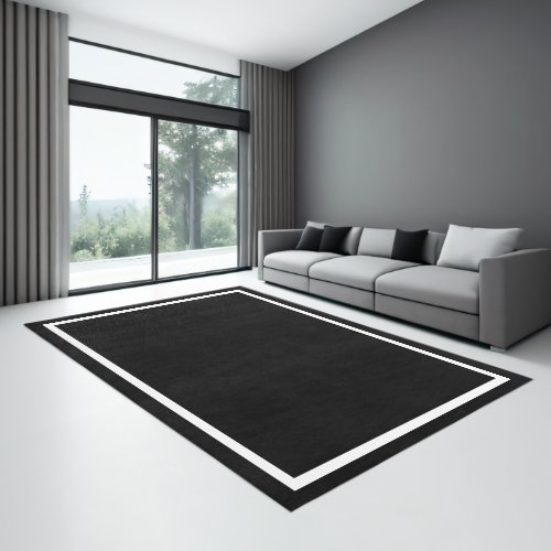 Black and White Simple Border Rug