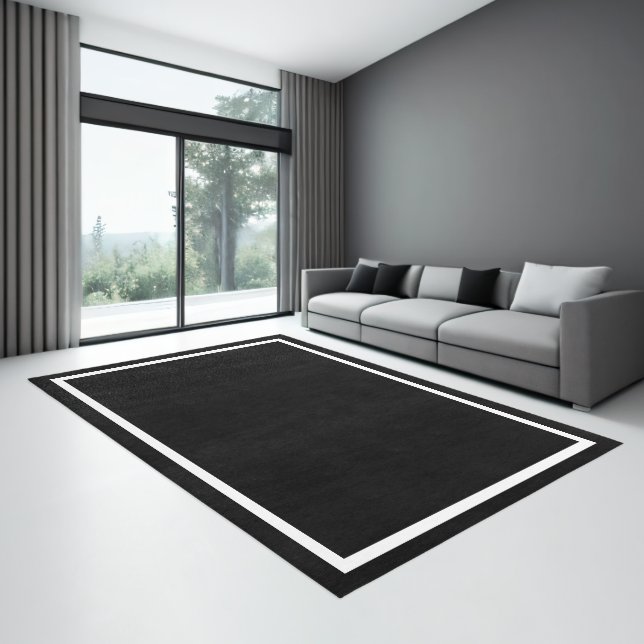 Black and White Simple Border Rug (Insitu (Indoor 3))