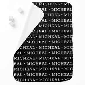 Black and white Simple Boy Personalized Name Baby Blanket