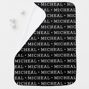 Black and white Simple Boy Personalized Name Baby Blanket