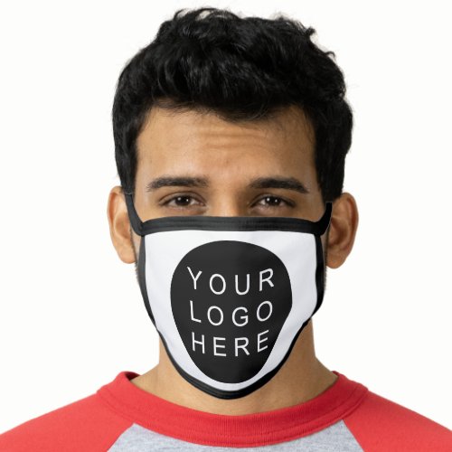 Black and White Simple Business Logo Face Mask