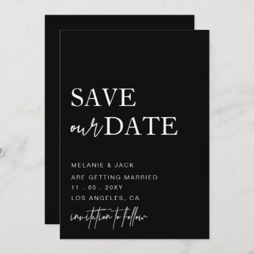 Black and White Simple Calligraphy Save The Date