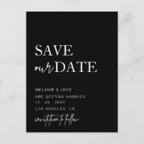 Black and White Simple Calligraphy Save The Date Announcement Postcard