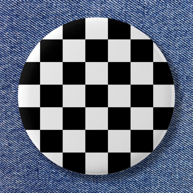 Black and White Simple Check Pattern Pinback Button (Black and White Simple Check Pattern Pinback Button)