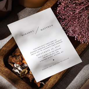 Black and white simple clean minimalist wedding invitation