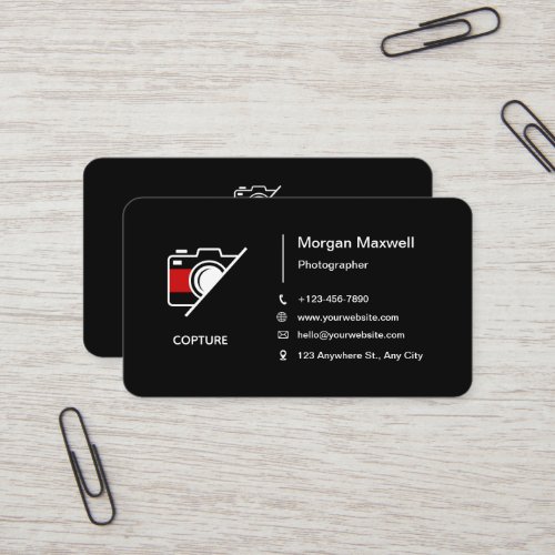Black and White Simple Clean Photography  Business Card