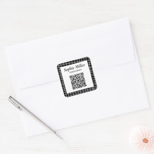 Black And White Simple Consultancy QR Code Sticker