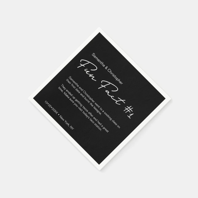 Black and White Simple Couple fun fact Wedding Napkins (Corner)