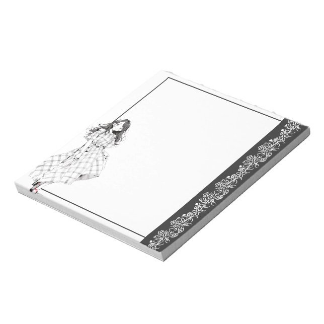 Black and White Simple Cute Anime Boho Notepad (Rotated)