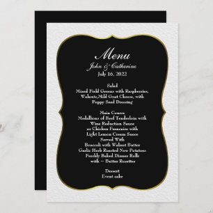 Black and White Simple Elegance Wedding Menu