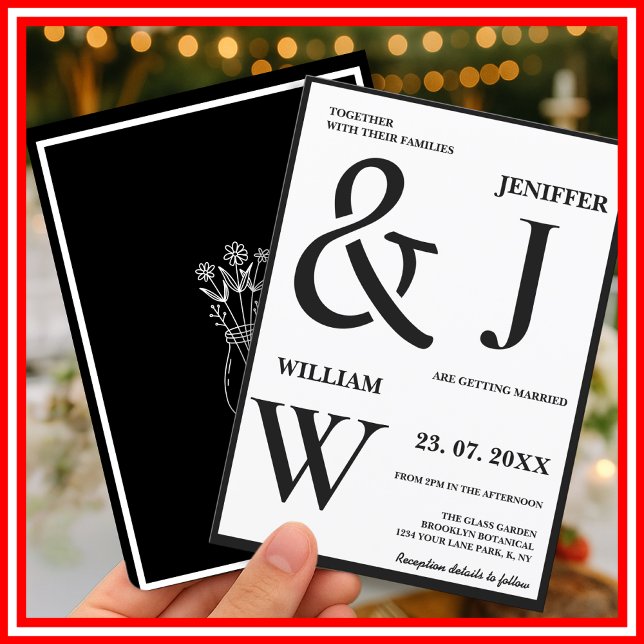 Black and White Simple Elegant Modern Wedding Invitation (Creator Uploaded)