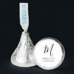 Black and White Simple Elegant Monogram Wedding Hershey®'s Kisses®<br><div class="desc">This candy kisses offer a simple yet elegant design.  Black handwritten style monogram and clean text for the names of the bride and groom appear on a white background. These make a perfect favor for your wedding guests.</div>