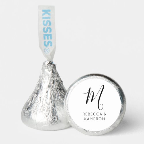 Black and White Simple Elegant Monogram Wedding Hersheys Kisses