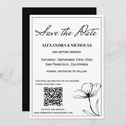  Black And White Simple Elegant Save The Date