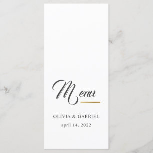 Black and white. Simple elegant wedding dinner Menu