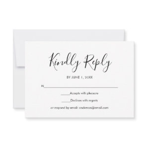 Black and White Simple Elegant Wedding RSVP Card