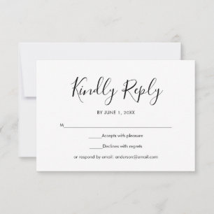 Black and White Simple Elegant Wedding RSVP Card