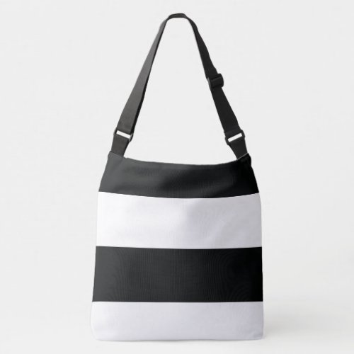 Black and White Simple Extra Wide Stripes Crossbody Bag