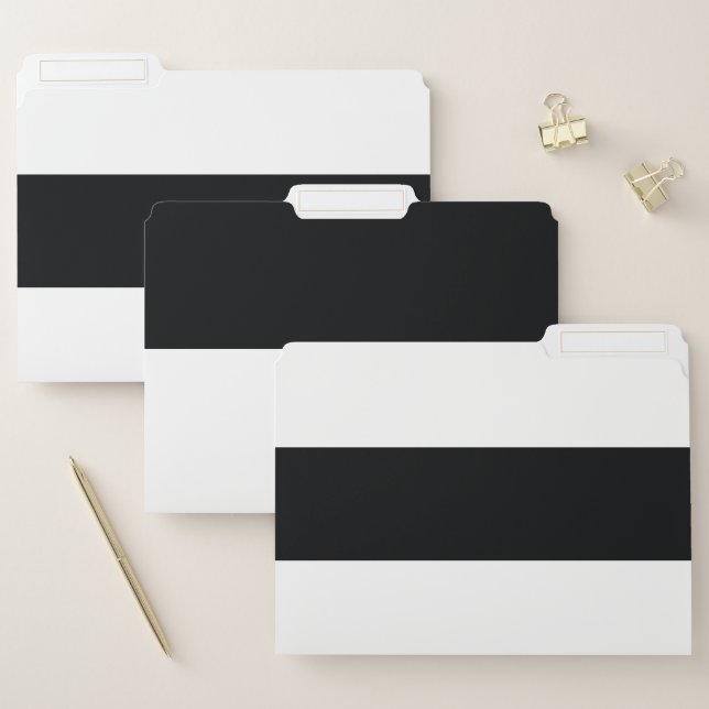 Black and White Simple Extra Wide Stripes File Folder (Set)