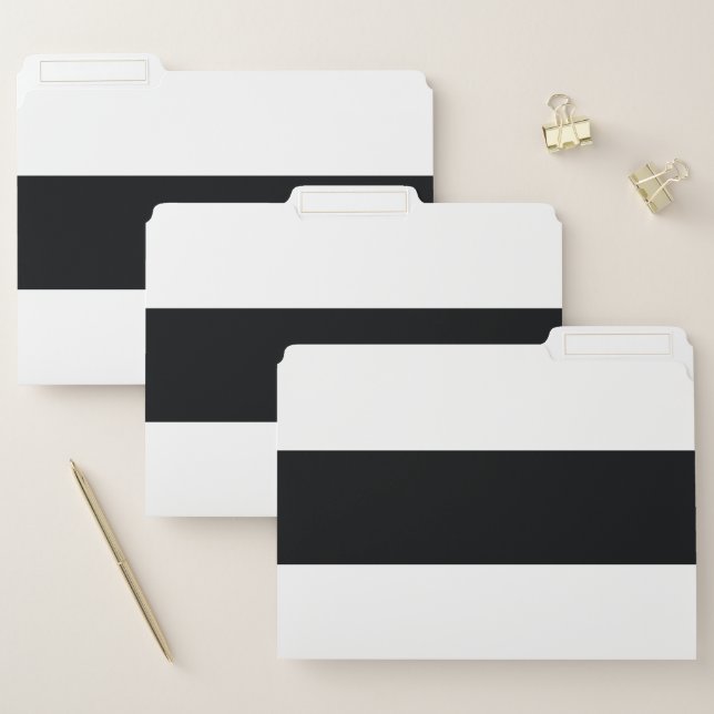 Black and White Simple Extra Wide Stripes File Folder (Set)