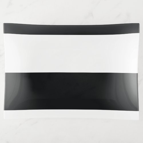 Black and White Simple Extra Wide Stripes Trinket Tray
