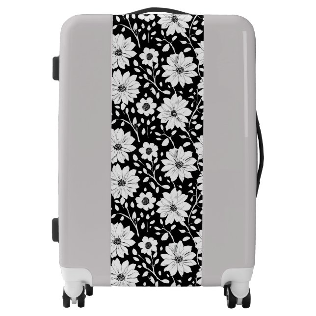 Black and White Simple Flower Seamless Pattern Luggage (Front)