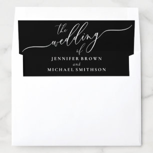 Black and White Simple Formal Wedding Envelope Liner