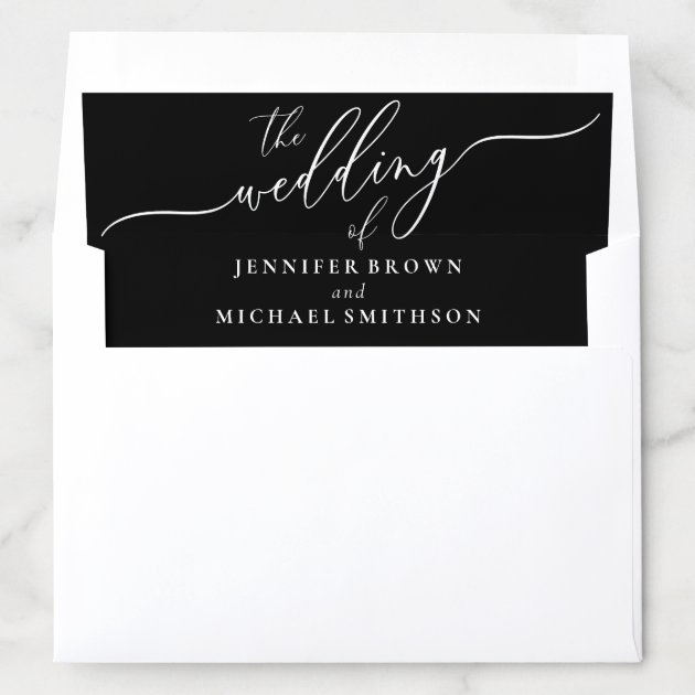 Black and White Simple Formal Wedding Envelope Liner