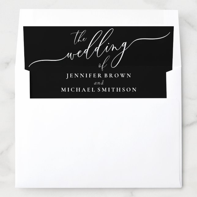 Black and White Simple Formal Wedding Envelope Liner (In Envelope)